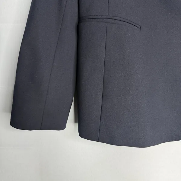 Lafayette 148 Size 12 Classic Navy Blue Wool Blazer Jacket 2 Button $1,298 - Image 4
