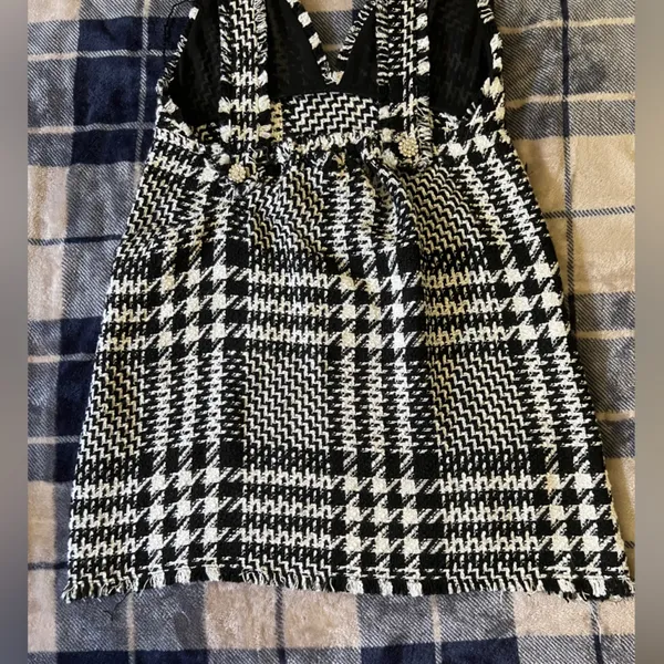 Zara Short pinafore-style dress black and white houndstooth - Image 5