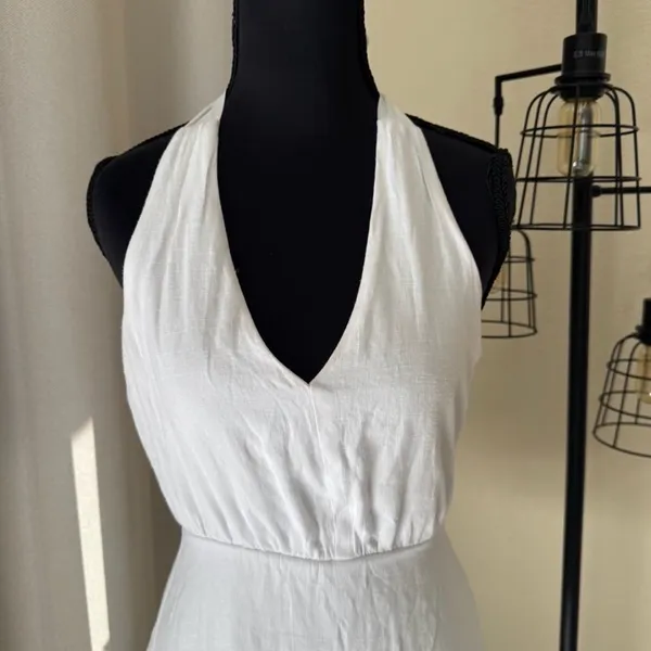 Altar’d State White Halter Mini Dress S Backless Summer Bridal Boho - Image 4