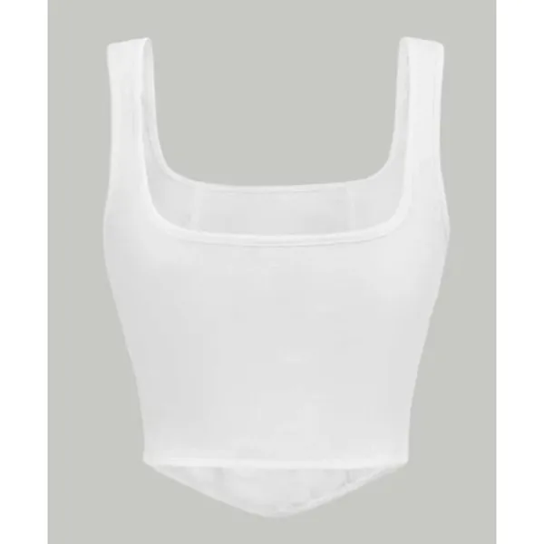 SHEIN MOD Solid Scoop Neck Tank Top in White, Size M​​​​​​​ - Image 2