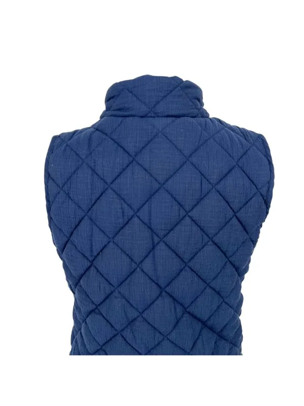 Market & Spruce Diamond Quilted Vest Navy Blue Size Small NWT Classic Preppy - Image 5