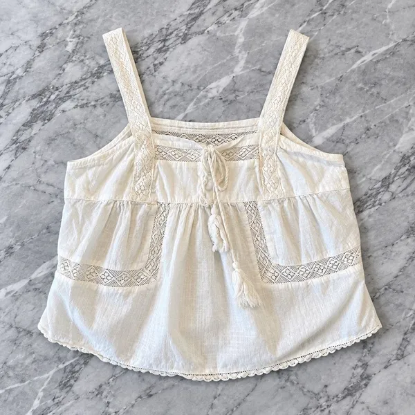 Amazon cotton cropped eyelet lace tank size small - Image 6