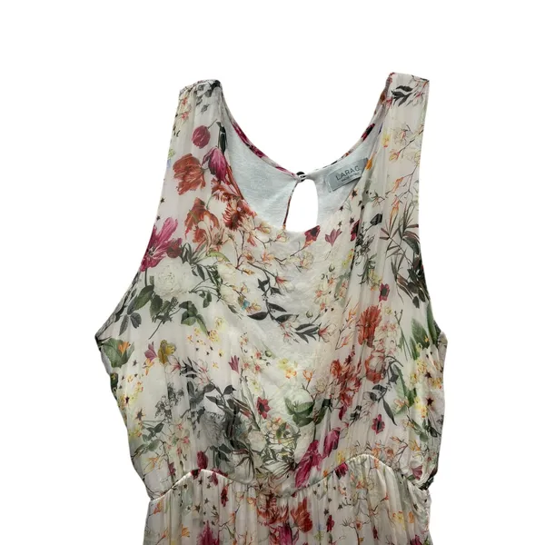 Lara G Italy Sleeveless Floral Silk Tiered Maxi Dress Keyhole Spring Garden L - Image 6