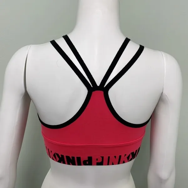 PINK VS Cool & Comfy Strappy Bralette Medium Neon Candy Coral - Image 6