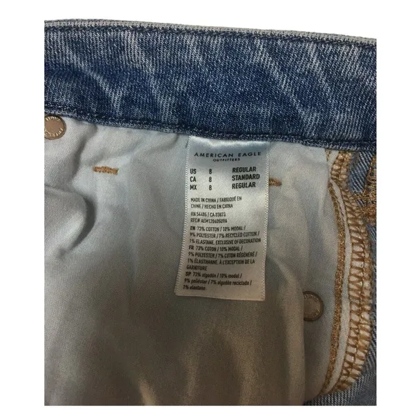 American Eagle Jeans Womens 8 Curvy Mom Jean 90s Distressed Light High Rise Blue - Image 6