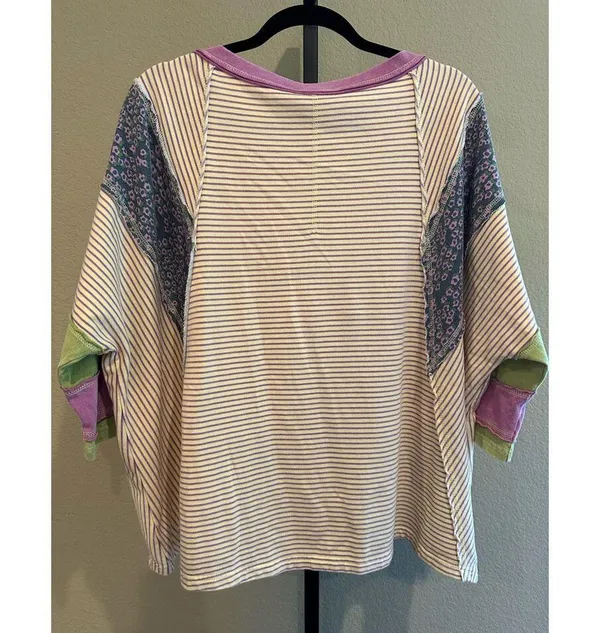 Size S (Oversized) Easel Los Angeles Mineral Washed Stripe Mix & Match Terry Kni - Image 5
