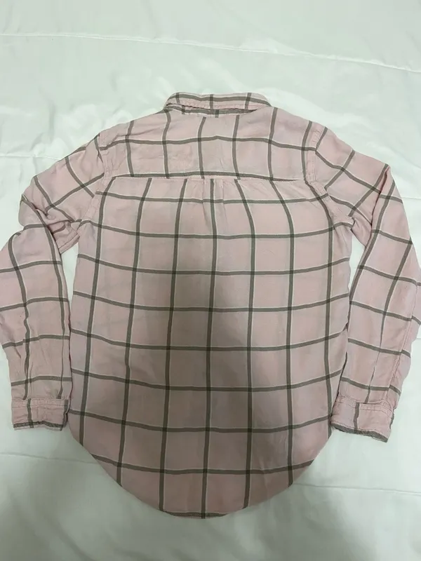 Abercrombie & Fitch pink plaid button up shirt Size S #preppy #flannel - Image 6