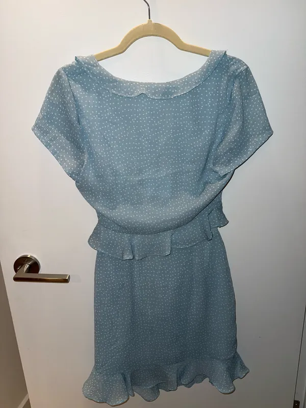 superdown Baby Blue Polka Dot Dress Mercy Small - Image 5