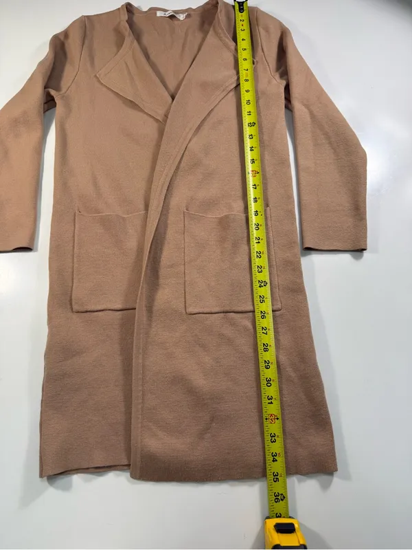 Lightweight Cream Open-Front Long Cardigan with Pockets NWOT - Image 3