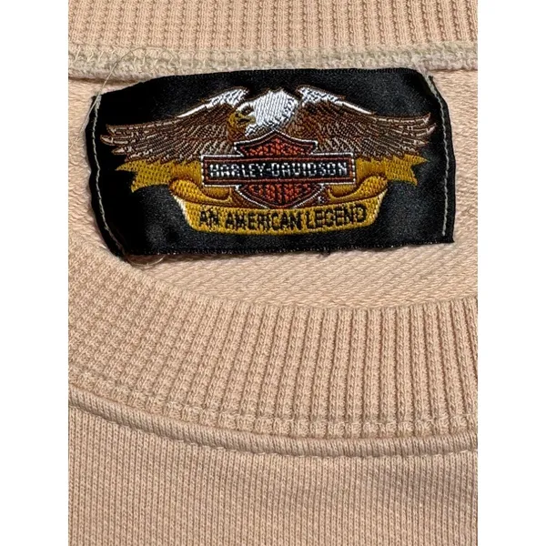 Vintage Harley-Davidson Graphic Sweatshirt Peach American Classic Large Biker - Image 2