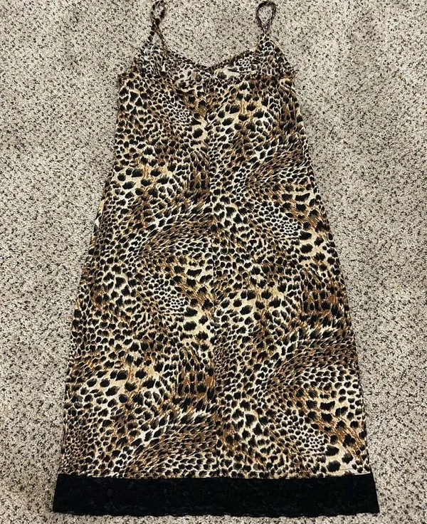Leopard Print Dress with Black Trim Brown - Image 4