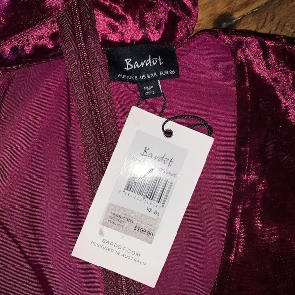 Bardot purple velvet chocker neck XS night out mini dress - Image 3
