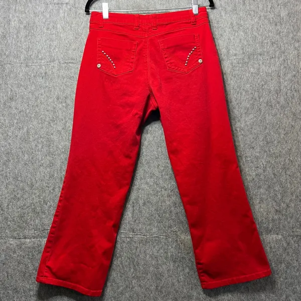 Baccini Red Jeans Bootcut Embellished Pockets Size 6P‎ Petite Y2K Denim - Image 8