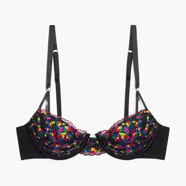 Nwt Savage X Fenty Steamy Floral Lace Black Caviar Romance In Bloom Lace Xs Product Description Lush florals are always a vibe! Our sheer Steamy Floral Lace Bralette features a unique floral print and scalloped trim. Features Unlined lace bralette Triangle cups Powermesh wing Rose gold-tone hardware Adjustable straps Hook-and-eye back closure Lace: 83% Nylon, 17% Elastane; Wing: 88% Nylon, 12% Elastane Hand wash cold, line dry Imported - Image 3