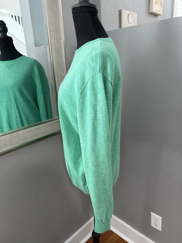 J. Crew Green Pullover Crewneck Preppy Casual Sweater Size Medium. - Image 4