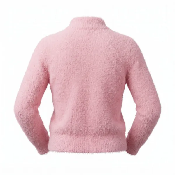 No Boundaries Pink Fuzzy Eyelash Knit Full Zip Mock Neck Sweater JuniorsXL 15-17 - Image 2