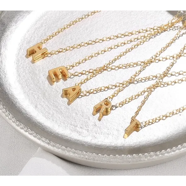 Boutique NEW Women's Letter F Dainty 14k Gold‎ Filled Block Necklace, 16-18” - Image 12