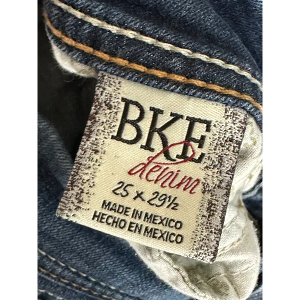BKE Denim Kate Straight Leg Dark‎ Wash Blue Jeans Womens Size 25 x 29.5 Short - Image 9