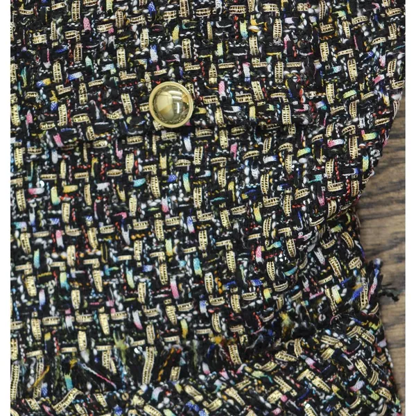 NWT City Studio Boucle Sheath Pocketed V Neck Sleeveless Dress Black Multi 3/4 - Image 9