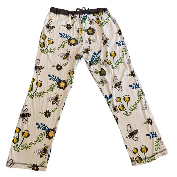 Lazy One Pajama Set Women‎ Size M Gray Queen Bee Graphic Floral Cotton Sleepwear - Image 7