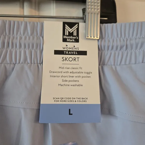 Member's Mark Women's Travel Skort Size L Light Blue Pull On Athletic Golf NWT - Image 5