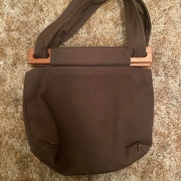 Vintage Canvas Handbag w Wooden Dowel Top Apple Retro Teacher Cottagecore Tote - Image 3