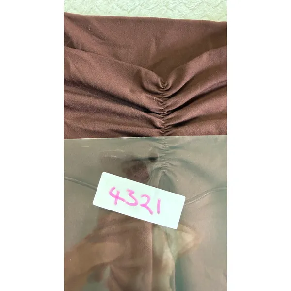 OFFLINE by Aerie Real Me High Rise Flare Leggings Brown Ruched V-Front Large - Image 6