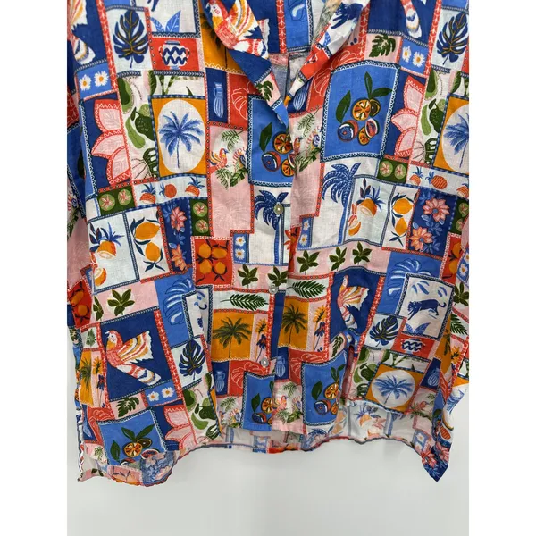 C&C California Linen Button Front Shirt Women‎ Sz M Coastal Vaca Tropical Cruise - Image 5