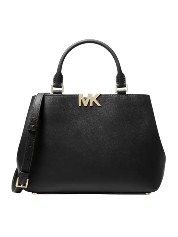 Michael Kors ✿ Florence Medium Saffiano Leather Satchel Handbag ✿ Black Gold MK - Image 2