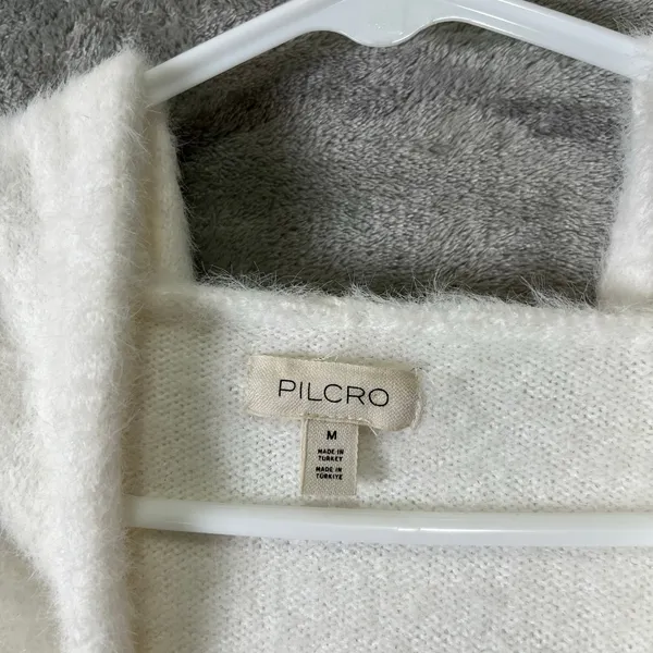 Pilcro Eyelash Hoodie‎ Sweater Cozy Chic Effortless Size Medium White Loungewear - Image 5