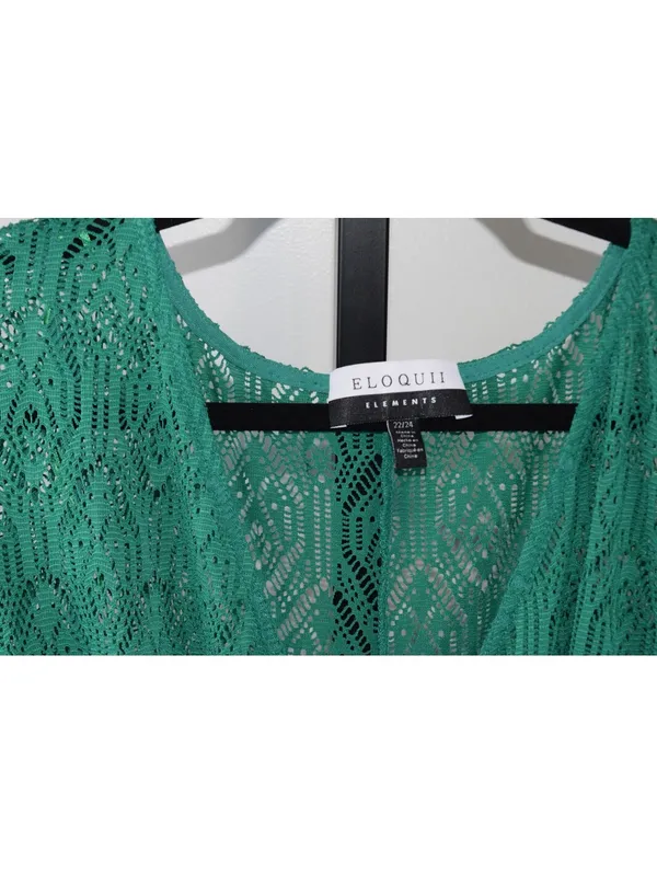 Eloquii Elements Sheer Crochet Lace Maxi Dress, Emerald Green, Plus Size 22/24 - Image 4