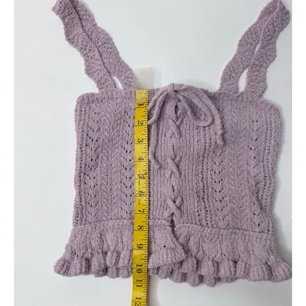 Urban Outfitters Tank Top Womens Girls Size XS Purple Ruffle Cottage Fairy‎ Knit - Image 3