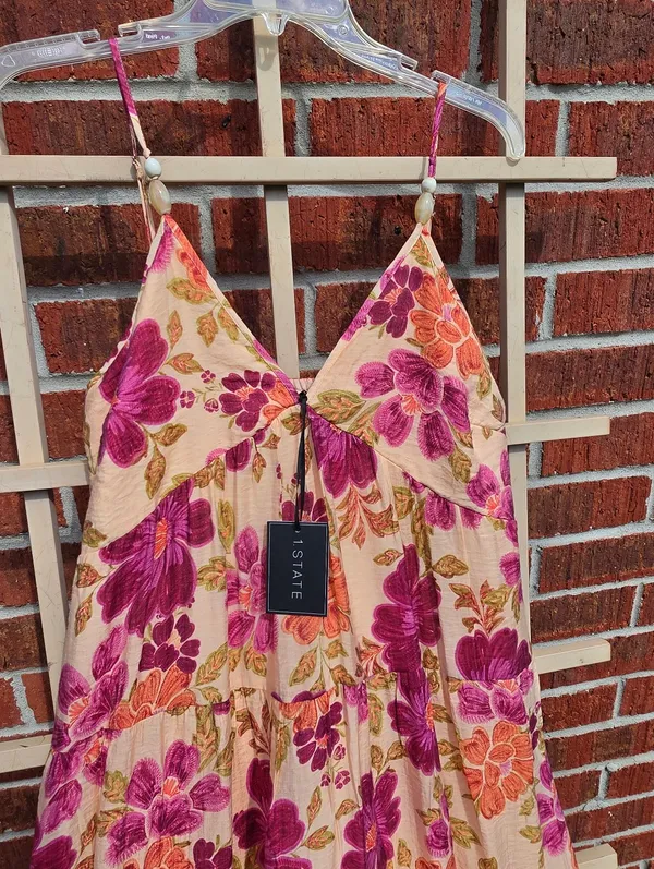 1. STATE Floral Tiered Maxi Dress Mediuml Boho Resort Sundress - Image 3