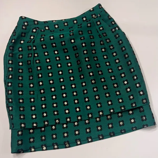Anthropologie HD in Paris‎ Garden Glimmer Christmas Green Tiered Flower Skirt 4 - Image 10