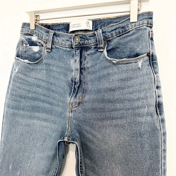 Abercrombie High Rise Distressed Mom‎ Jeans 28 Grunge Punk Retro Slouchy 90s - Image 2