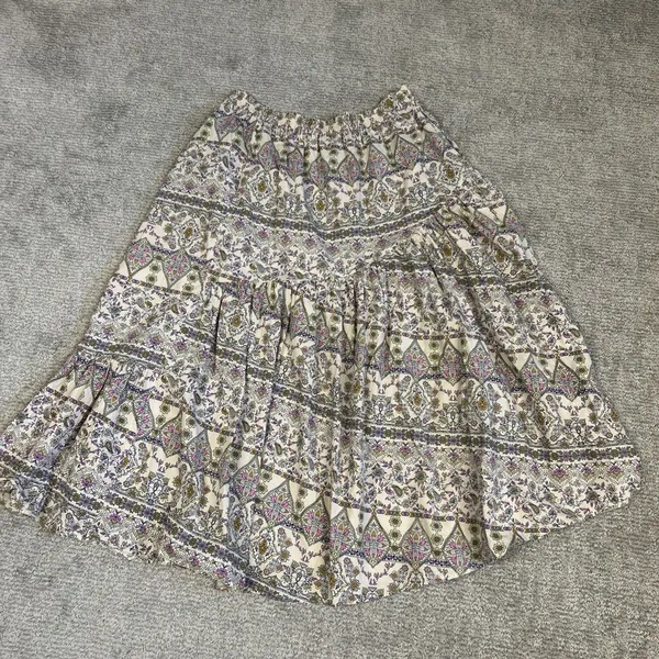 Free People Skirt Womens Medium Midi Floral Boho Festival Cream Purple Pockets - Image 6