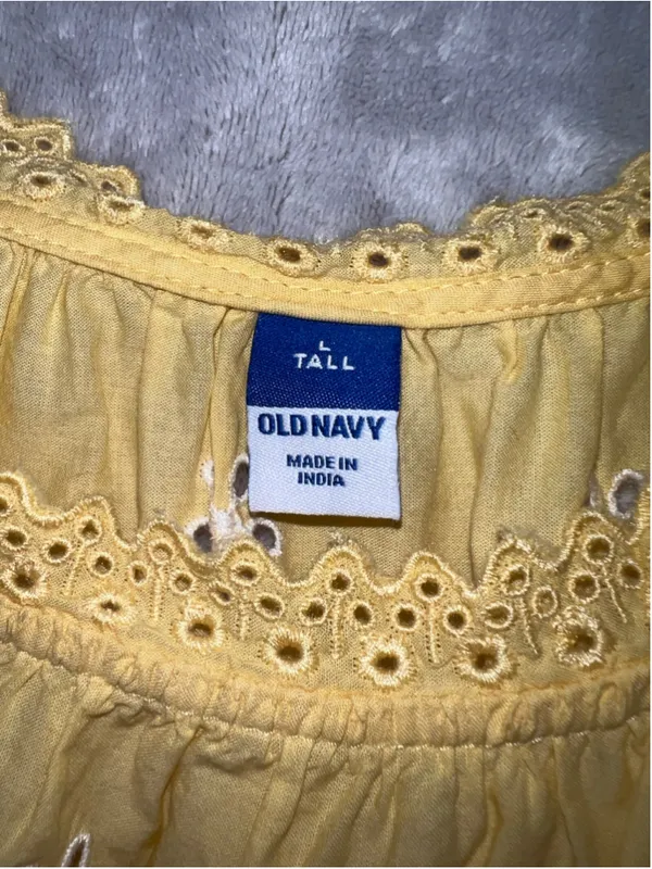 Old Navy Yellow White Eyelet Maxi Set L TALL - Image 6