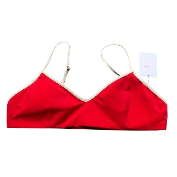 Andie Swim NWT The Bells Bikini Top Poppy Red White Trim Sporty Chic XL - Image 3