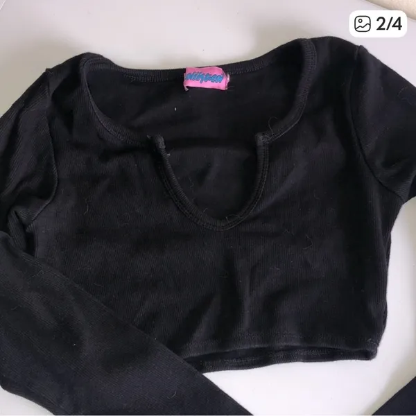 Edikted 'Romance' Ribbed Grunge Cotton Crop Top Women's S Black Goth Y2K - Image 4