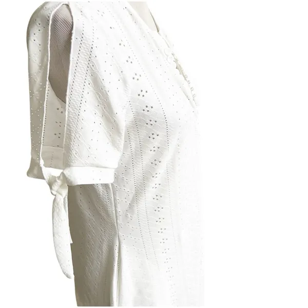 Eyelet Maxi Dress Size Medium NWT Boutique Slit Sleeves Milkmaid Coquette - Image 4