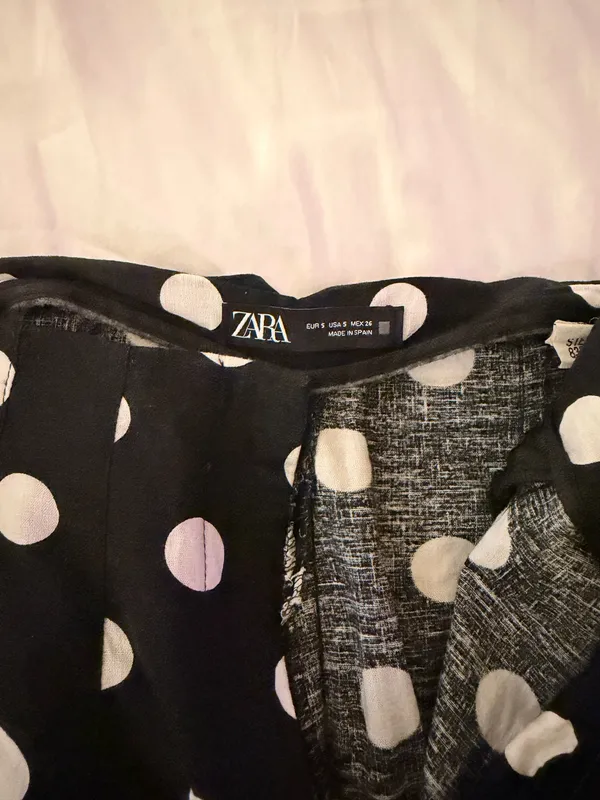 Black and White Polka Dot Slack and Blouse Set - Image 2