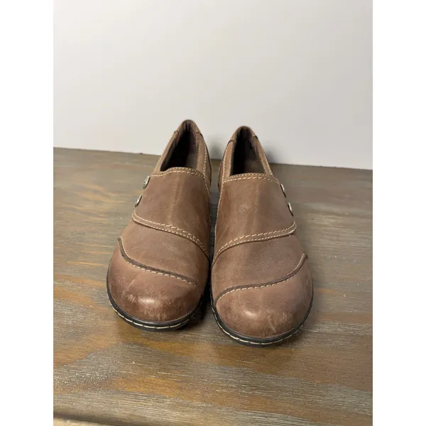 Clarks Bendables Ashland Alpine Brown Leather Slip On Loafers Womens 9M - Image 5
