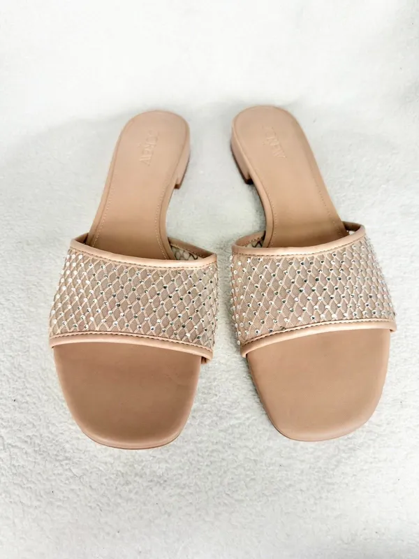 J.Crew Factory Nude Rhinestone Mesh Sparkle Slide Sandals CI954 Sz 10M - Image 5