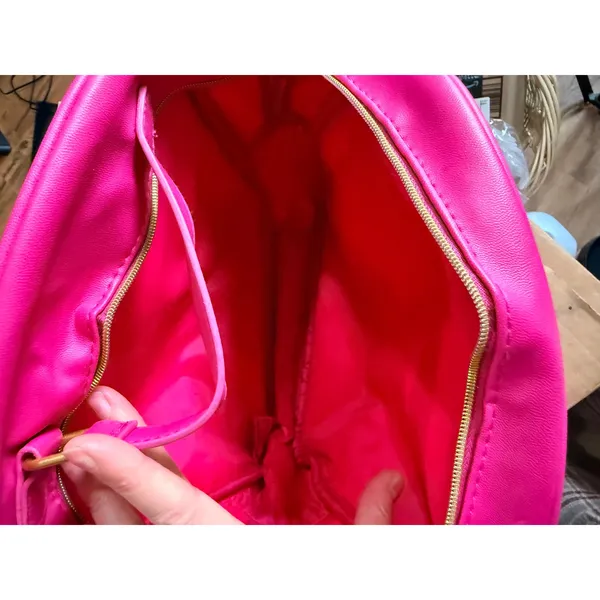 Juicy Couture Hot Pink Sequin Mini Backpack Gold Hug‎ Me Heart Charm 12x12 Bag - Image 6