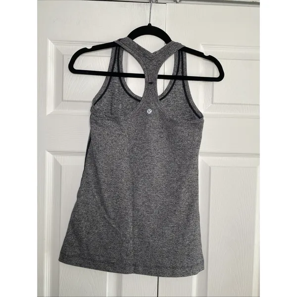 Lululemon Cool Racerback Tank Womens Size 4 Gray Space Dye Yoga Athletic Luon - Image 3