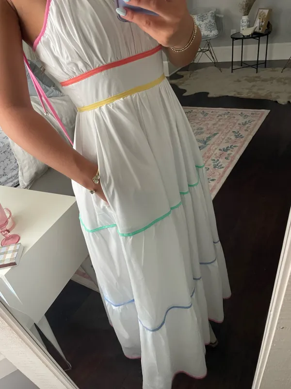 Entro white dress with rainbow detail - Image 7