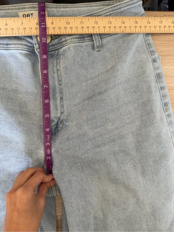 Oat NY 10/30 Wide Leg Jean Powder Light Cut Off Mid Rise Relaxed Office - Image 9