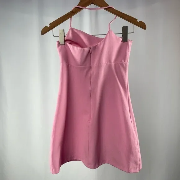 Zara Asymmetric Mini Dress with Built in Short‎ in Light Pink Size Extra Small - Image 12