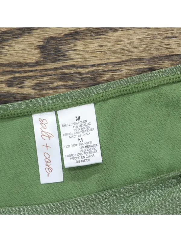 NWT Salt + Cove Lurex Hipster Bikini Bottom SC25081GB Olive Green M - Image 6