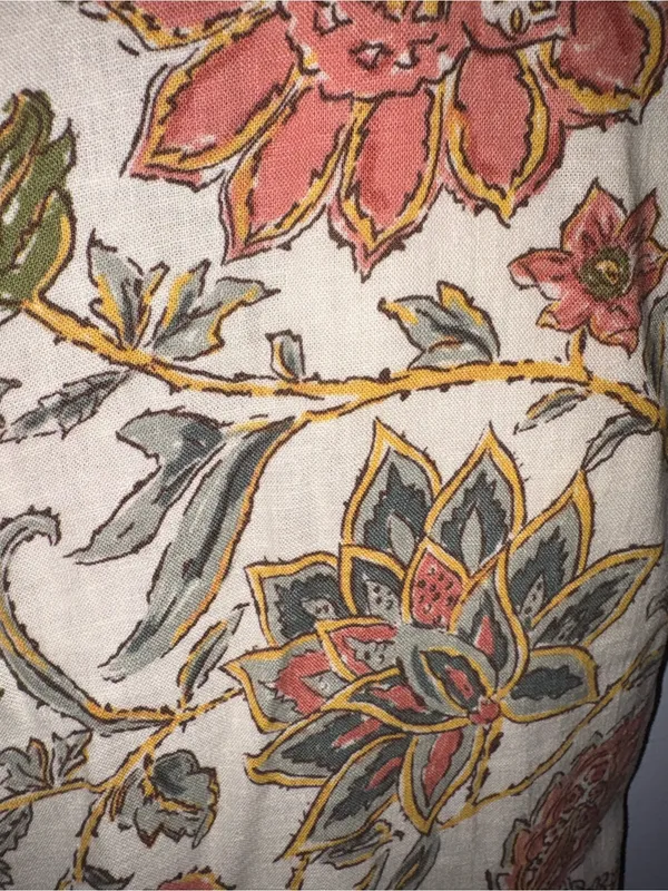 NWT Mango Cream Floral Wide Legged Trousers with Rust and Olive Motif - Image 7